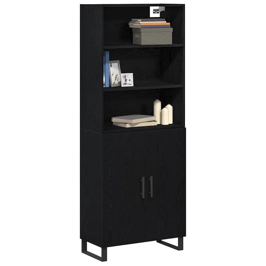 Haut Armoire 2 pcs Chêne noir Bois d'ingénierie - 2