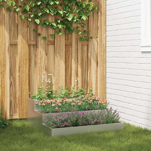 Cache-pot de jardin Argent 90 x 90 x 35 cm Acier galvanisé