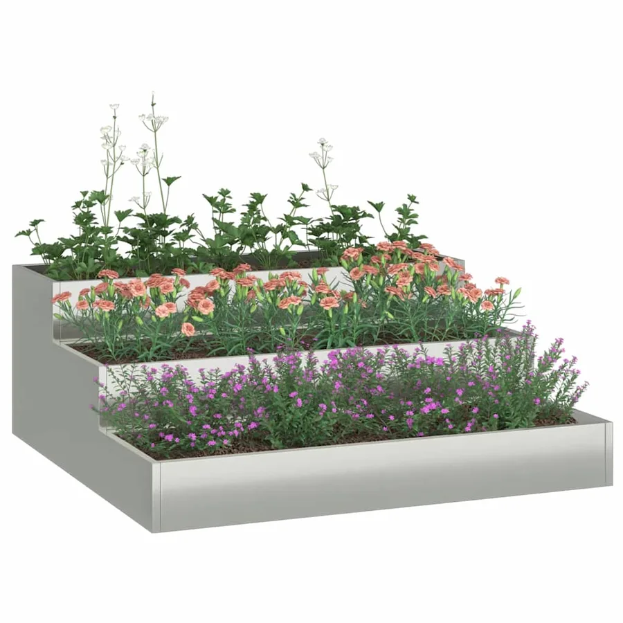 Cache-pot de jardin Argent 90 x 90 x 35 cm Acier galvanisé - 3