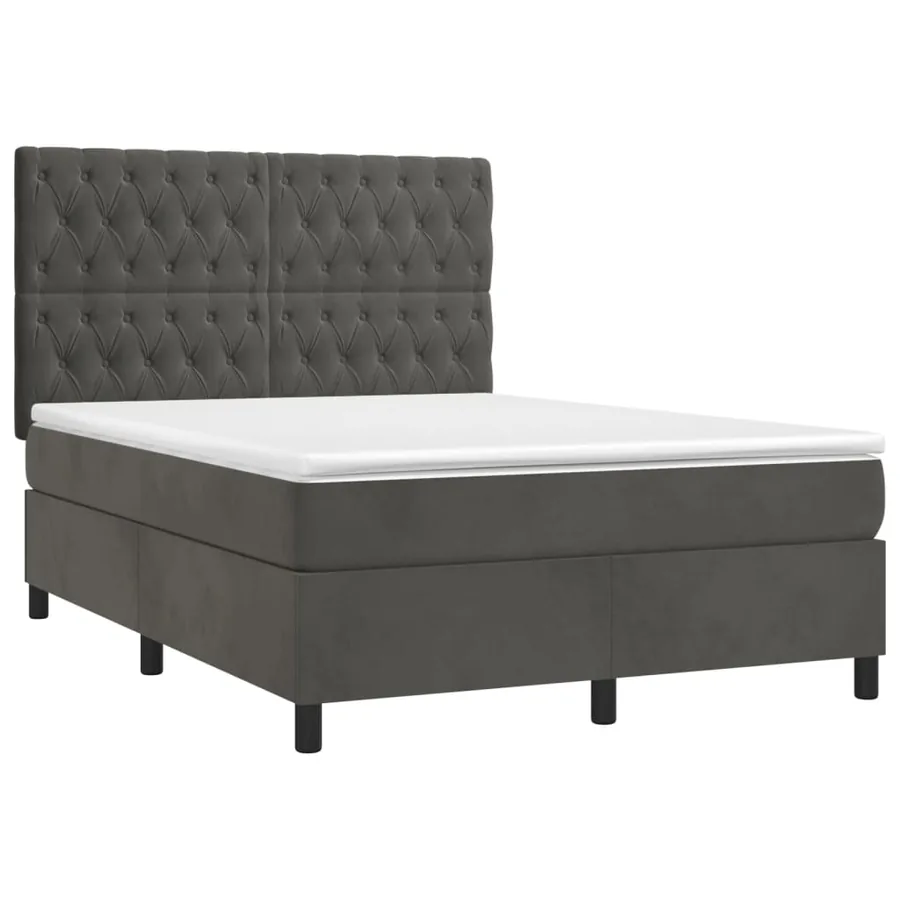 Sommier à lattes de lit matelas et LED Gris foncé 140x200 cm - 3