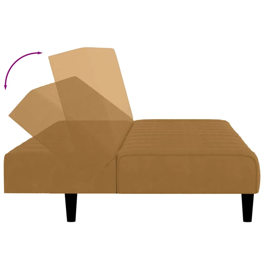 Canapé-lit à 2 places marron velours - 7