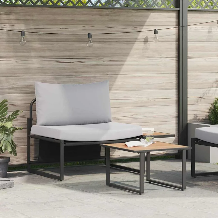 Ensemble de canapé de jardin 2 pcs Gris clair Acier