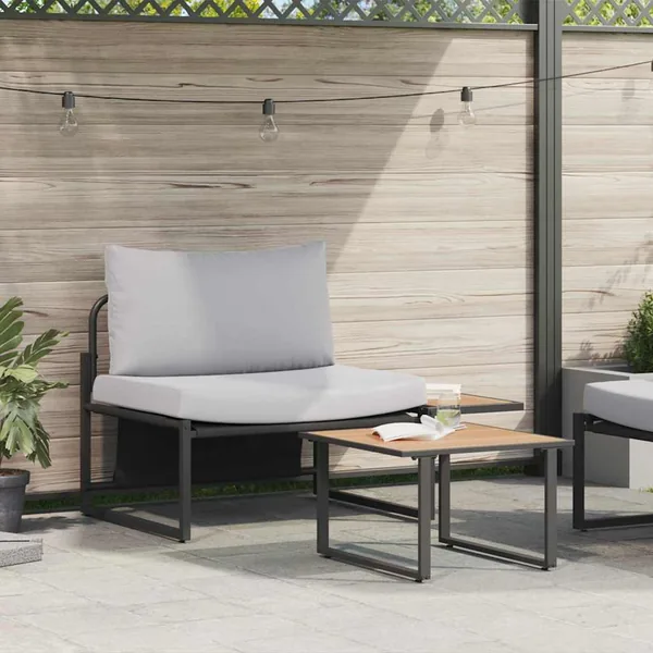 Ensemble de canapé de jardin 2 pcs Gris clair Acier