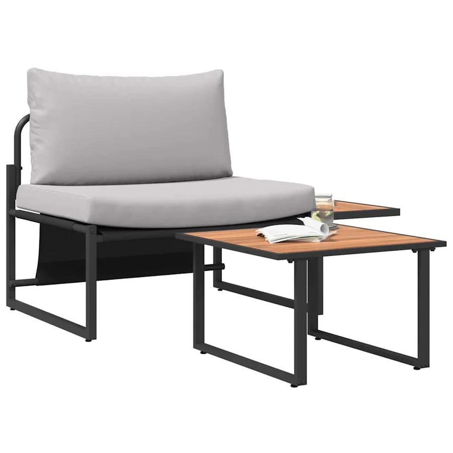 Ensemble de canapé de jardin 2 pcs Gris clair Acier - 3