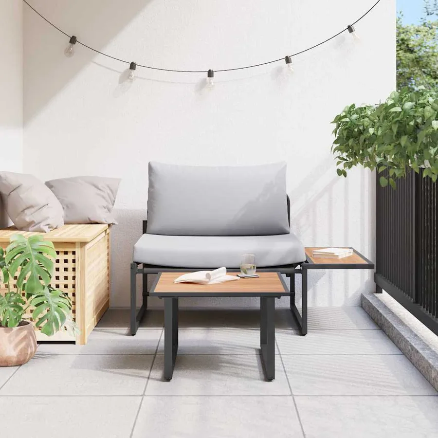 Ensemble de canapé de jardin 2 pcs Gris clair Acier - 4