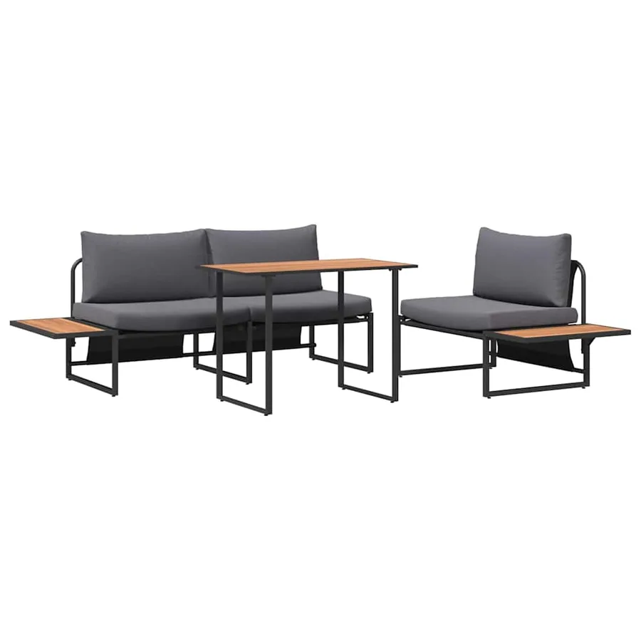 Ensemble de salle à manger pour jardin 3 pcs Anthracite Acier - 2