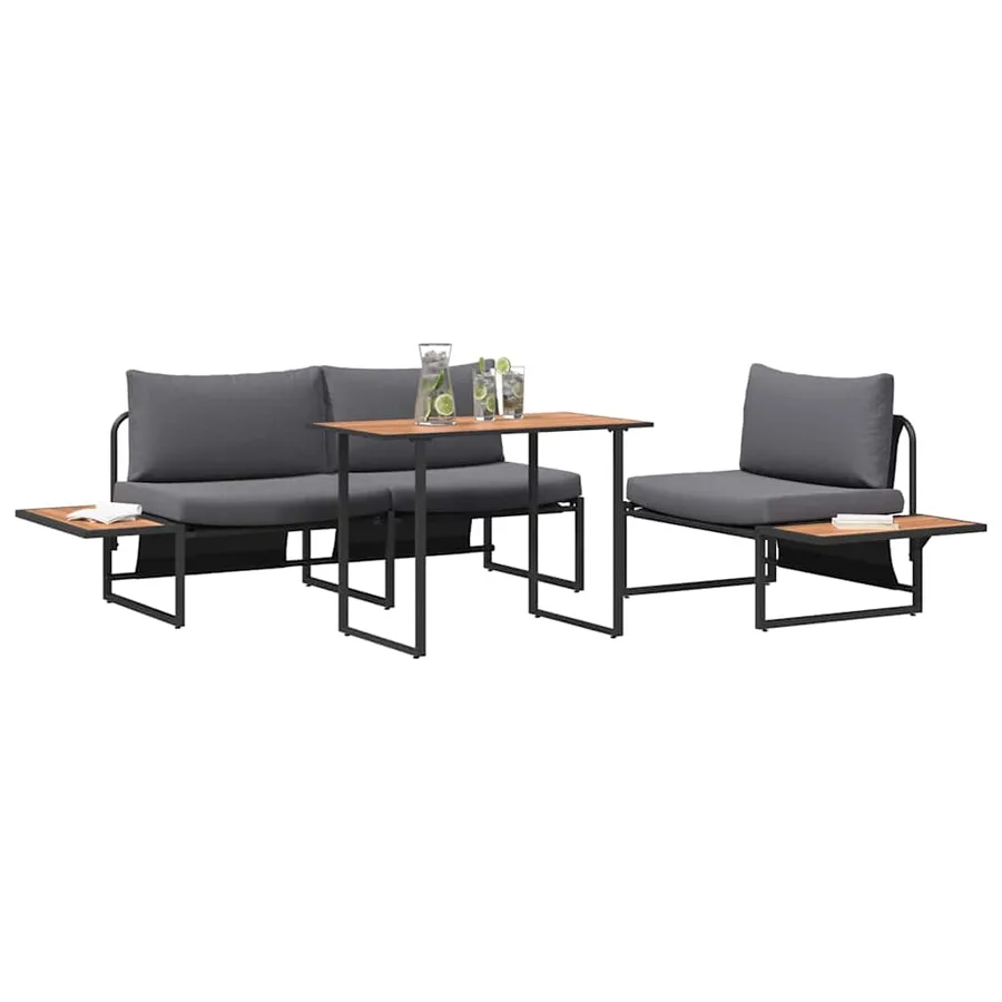 Ensemble de salle à manger pour jardin 3 pcs Anthracite Acier - 3