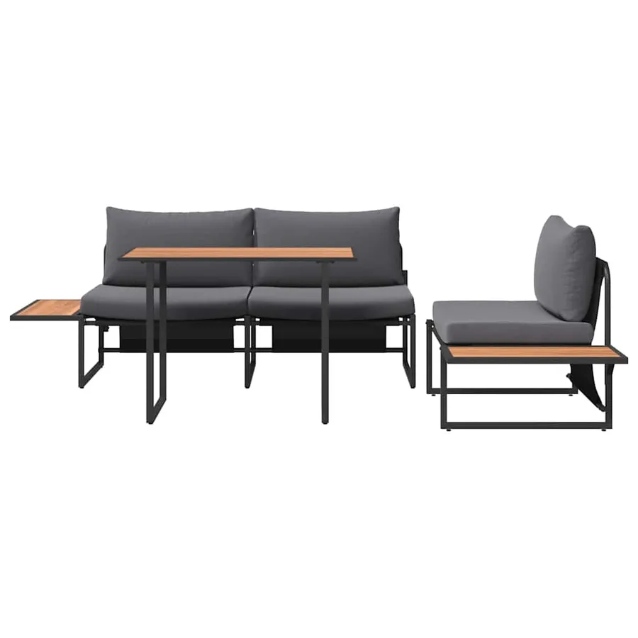 Ensemble de salle à manger pour jardin 3 pcs Anthracite Acier - 5