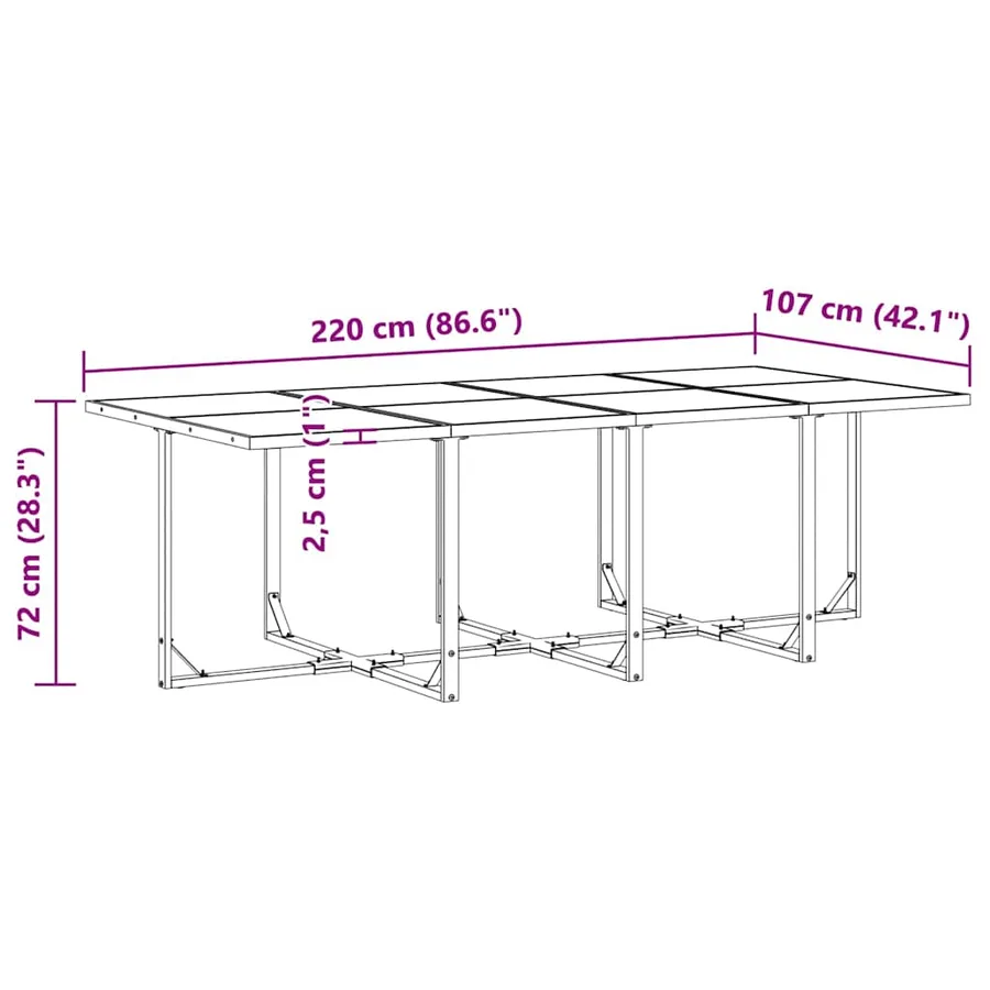 Ensemble de salle à manger pour jardin 9 pcs Noir Acier - 11