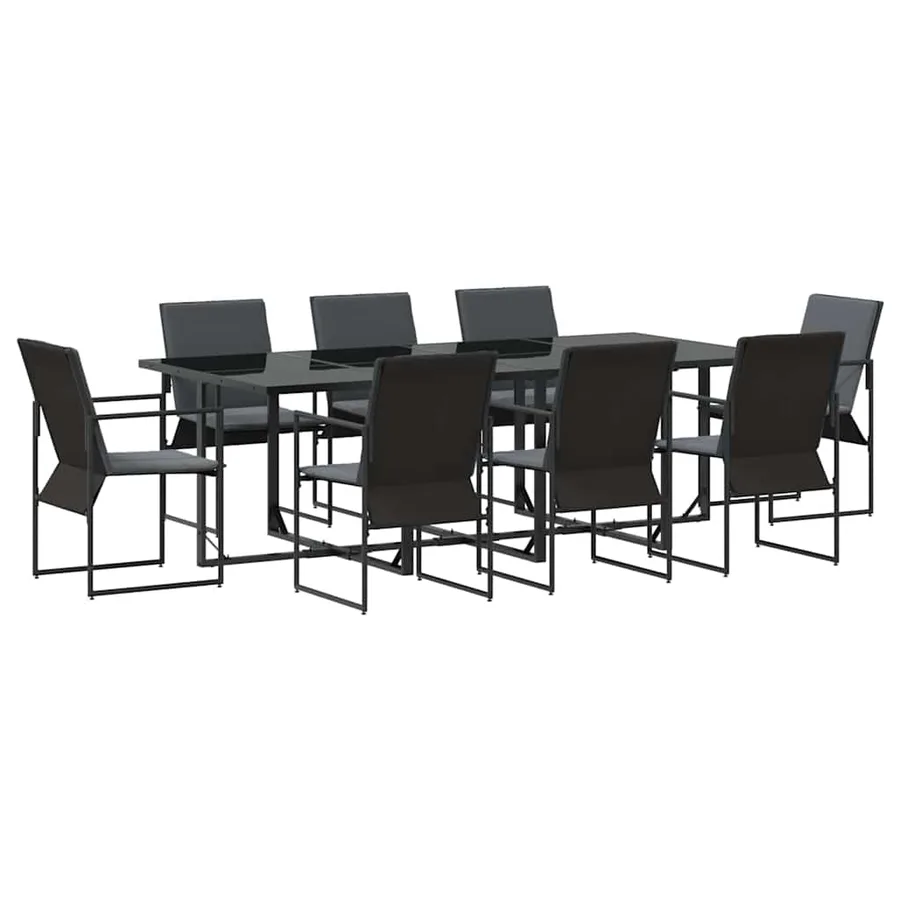 Ensemble de salle à manger pour jardin 9 pcs Noir Acier - 2