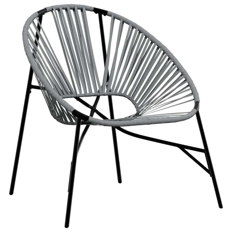 Chaise œuf de jardin noir et gris clair résine tressée - 2