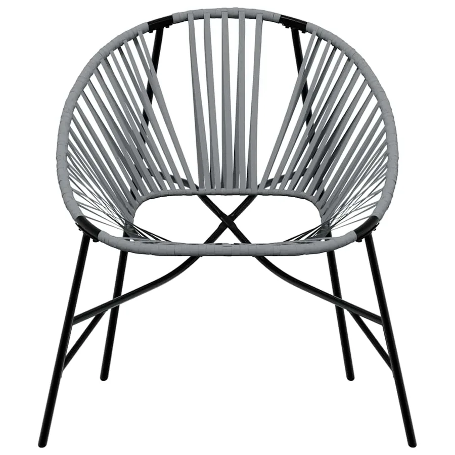 Chaise œuf de jardin noir et gris clair résine tressée - 4