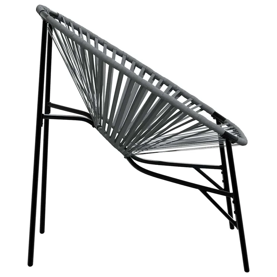 Chaise œuf de jardin noir et gris clair résine tressée - 5