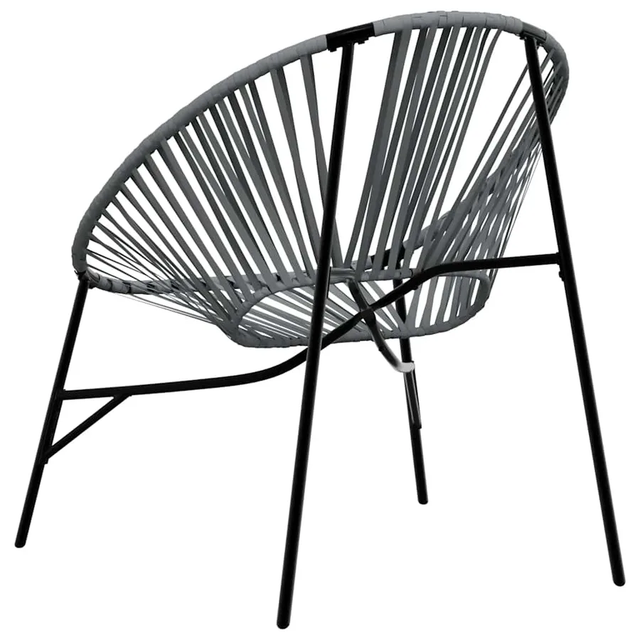 Chaise œuf de jardin noir et gris clair résine tressée - 6