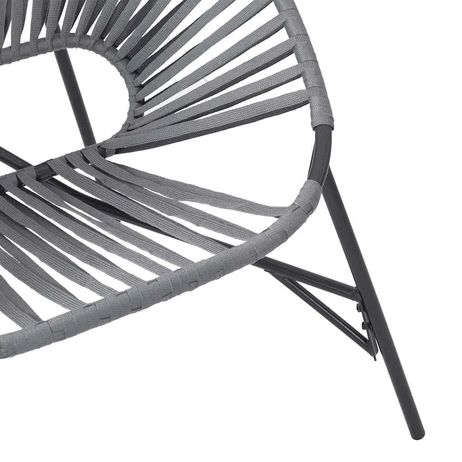 Chaise œuf de jardin noir et gris clair résine tressée - 7