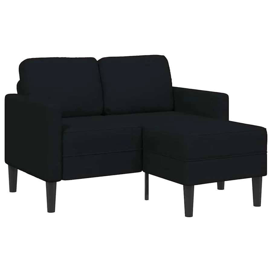Canapé 2 places avec méridienne en L noir 125 cm tissu
