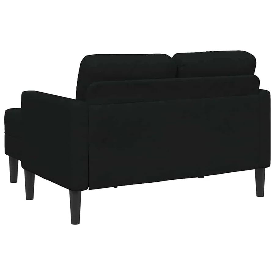 Canapé 2 places avec méridienne en L noir 125 cm tissu - 5