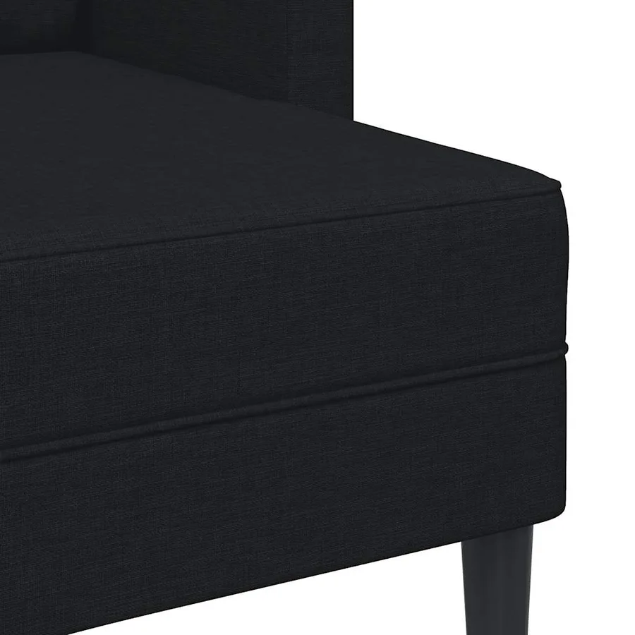 Canapé 2 places avec méridienne en L noir 125 cm tissu - 7