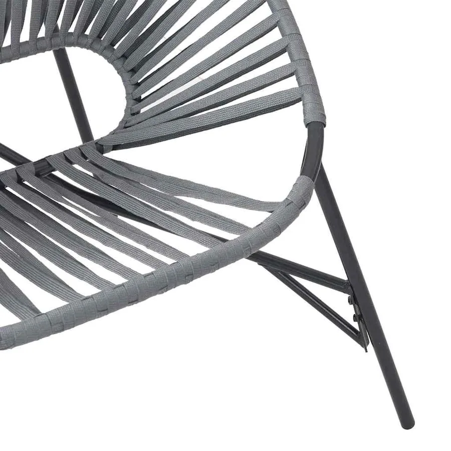 Lot de 3 Chaise de jardin noir et gris clair résine tressée - 9
