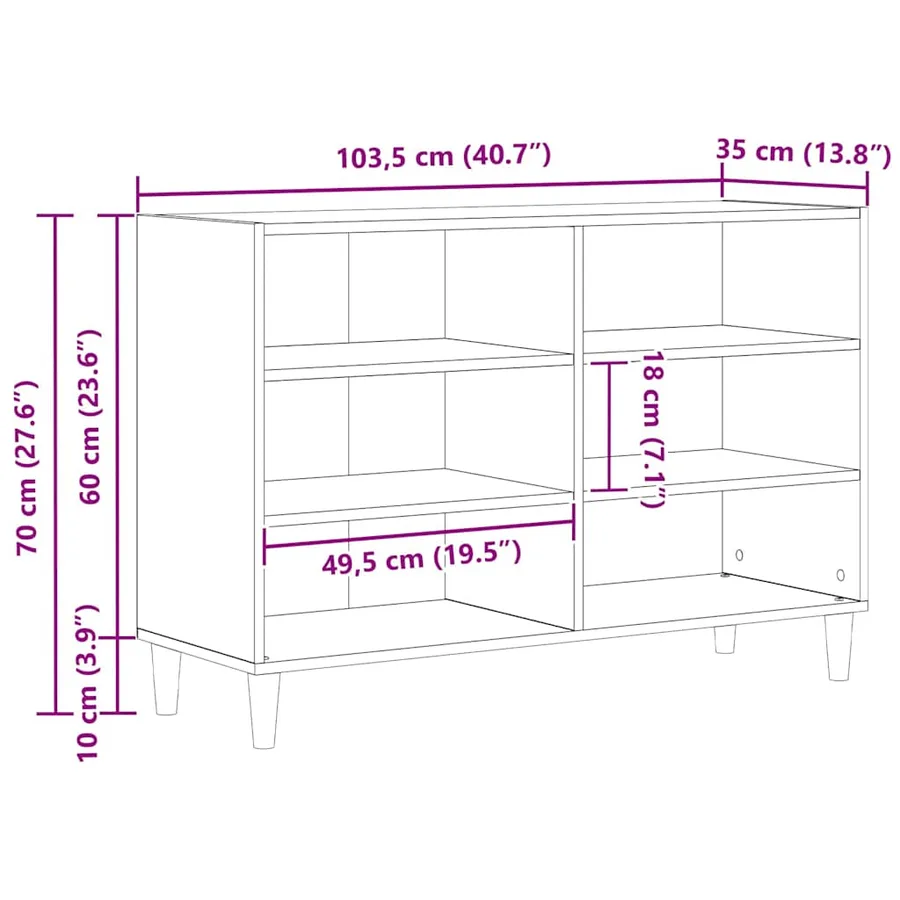 Buffet Chêne noir 103,5 x 35 x 70 cm Bois d'ingénierie - 11