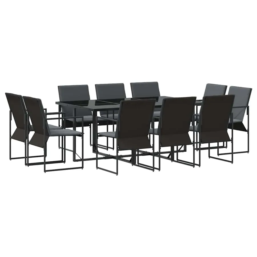 Ensemble de salle à manger pour jardin 11 pcs Noir Acier - 2