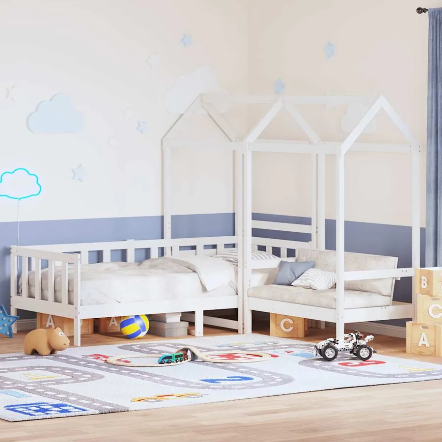 Ensemble de lit de jour et de banc et toit sans matelas blanc 80x200 cm - 2