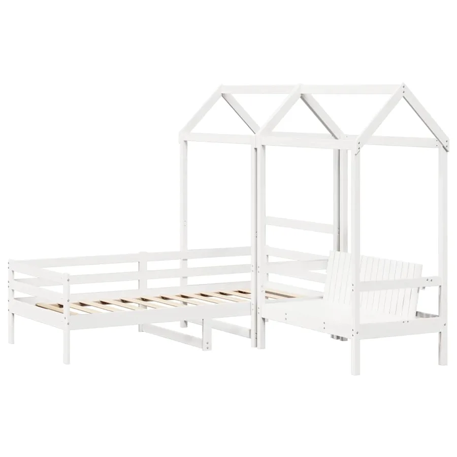 Ensemble de lit de jour et de banc et toit sans matelas blanc 80x200 cm - 3