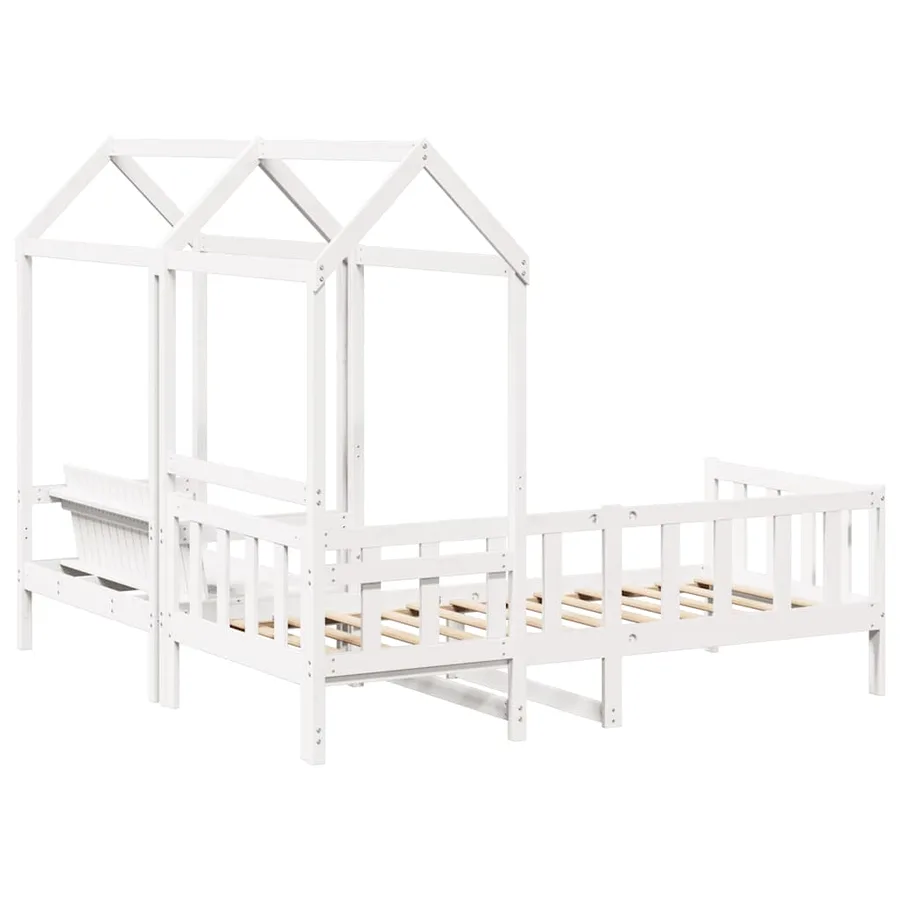 Ensemble de lit de jour et de banc et toit sans matelas blanc 80x200 cm - 9