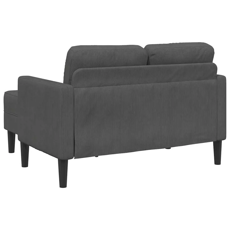 Canapé 2 places avec méridienne en L Gris foncé 125 cm Lin - 5
