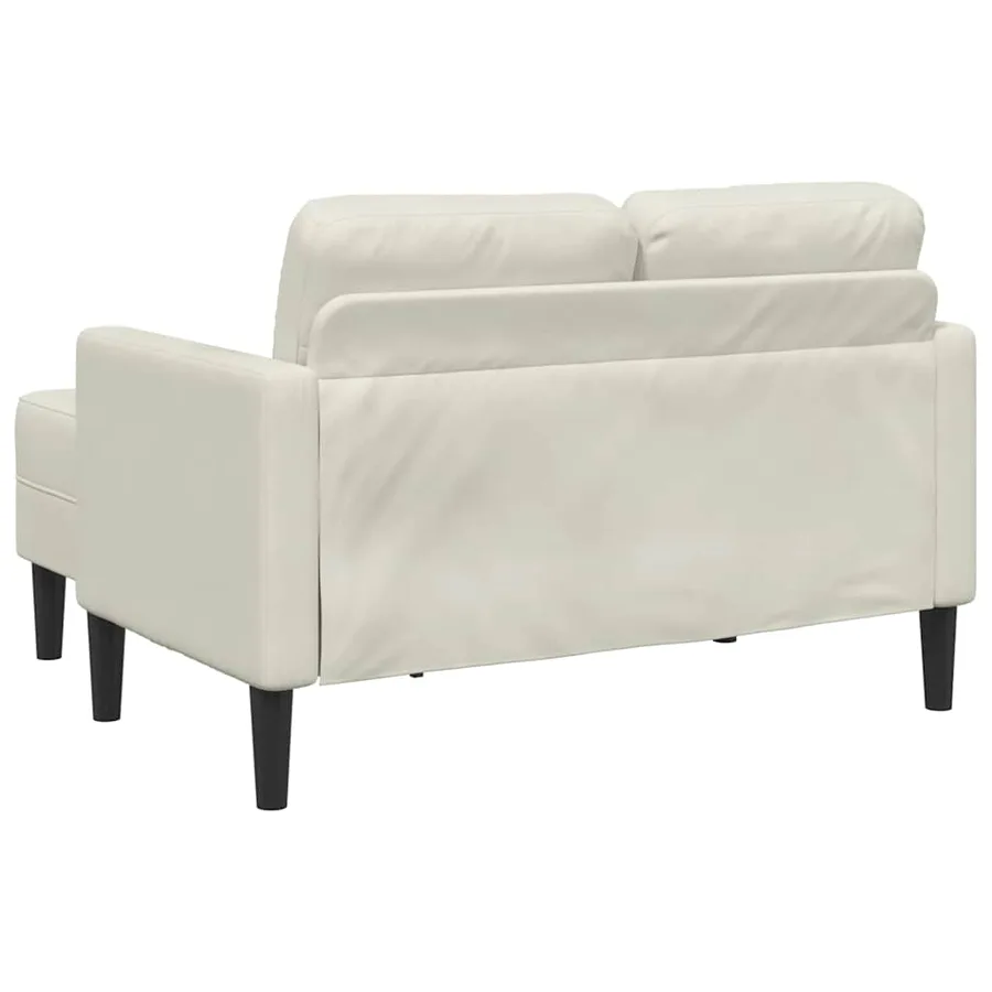 Canapé 2 places avec méridienne en L crème 125 cm velours - 6