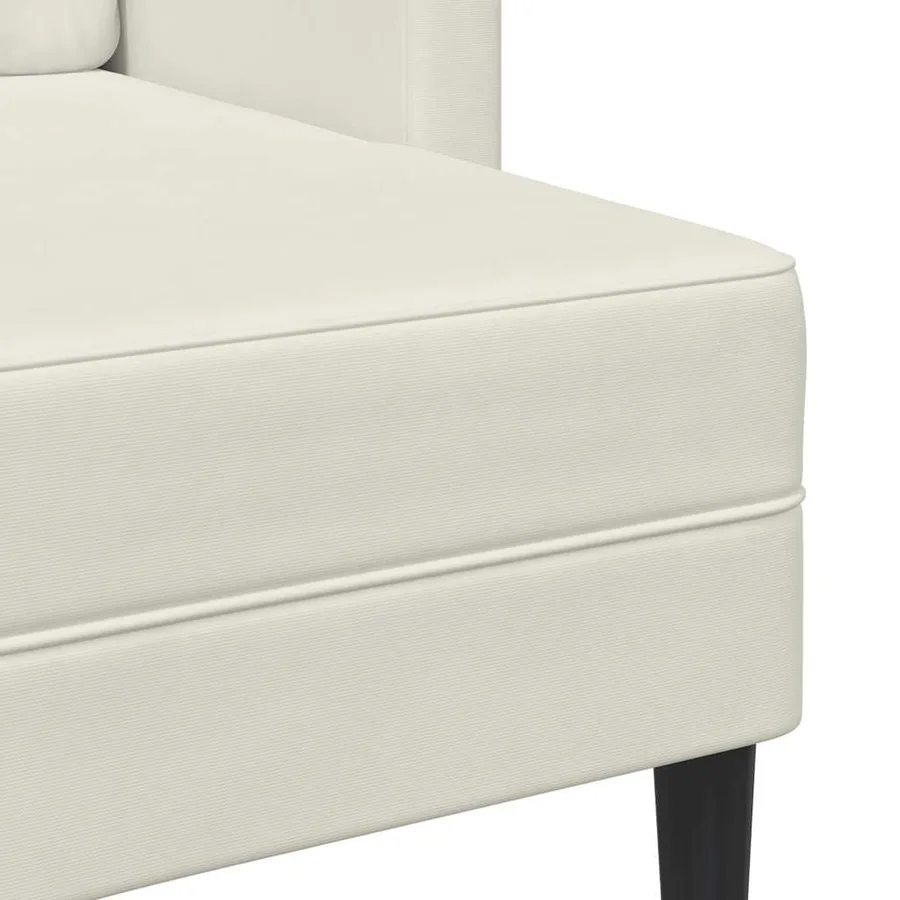 Canapé 2 places avec méridienne en L crème 125 cm velours - 8
