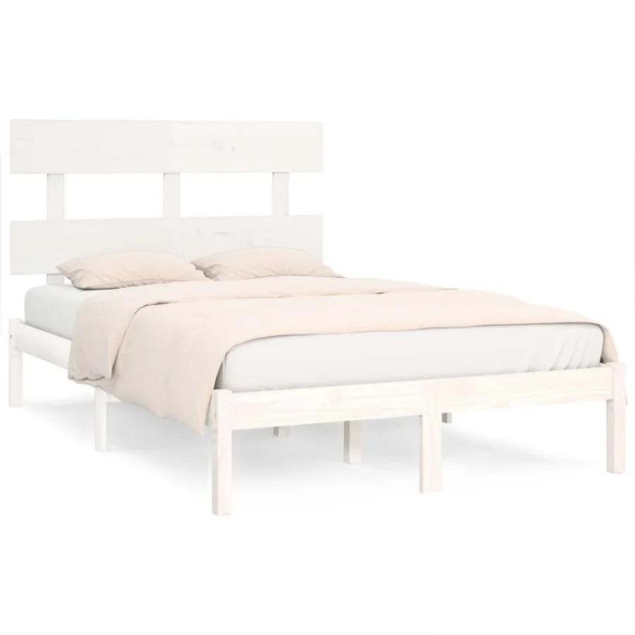 Cadre de lit sans matelas blanc 120x190 cm bois massif - 2