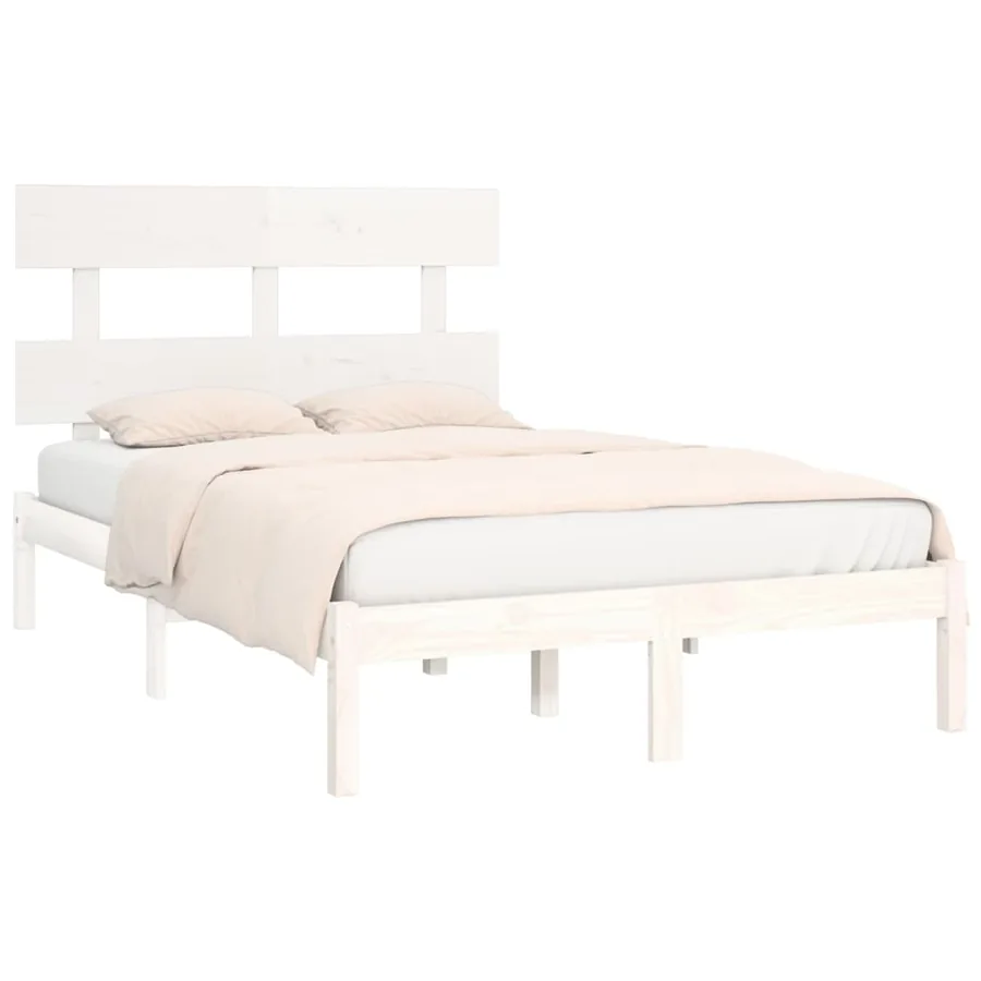 Cadre de lit sans matelas blanc 120x190 cm bois massif - 3