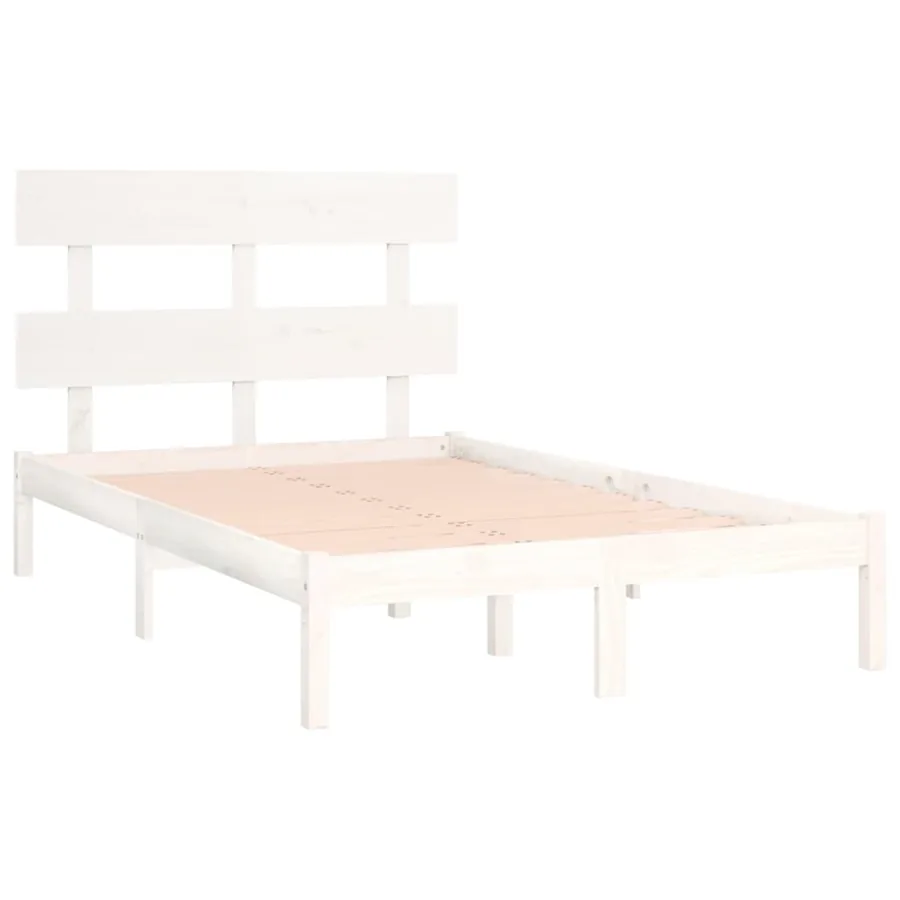 Cadre de lit sans matelas blanc 120x190 cm bois massif - 4