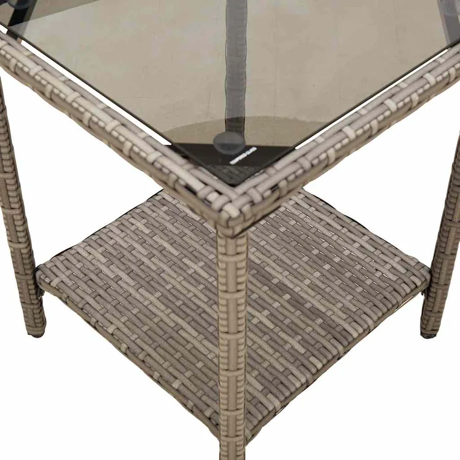 Canapé de jardin avec table et coussins en forme de L gris - 10