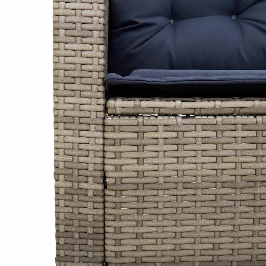 Canapé de jardin avec table et coussins en forme de L gris - 9