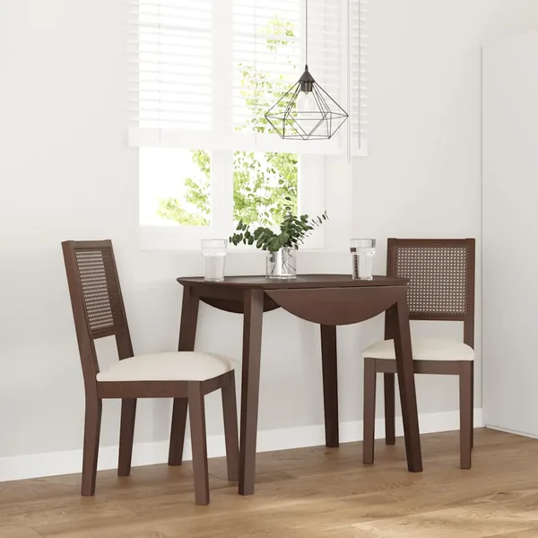 Chaises à manger coussins 2 pcs marron bois massif caoutchouc