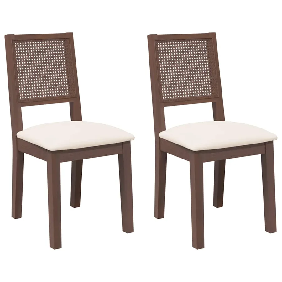 Chaises à manger coussins 2 pcs marron bois massif caoutchouc - 2