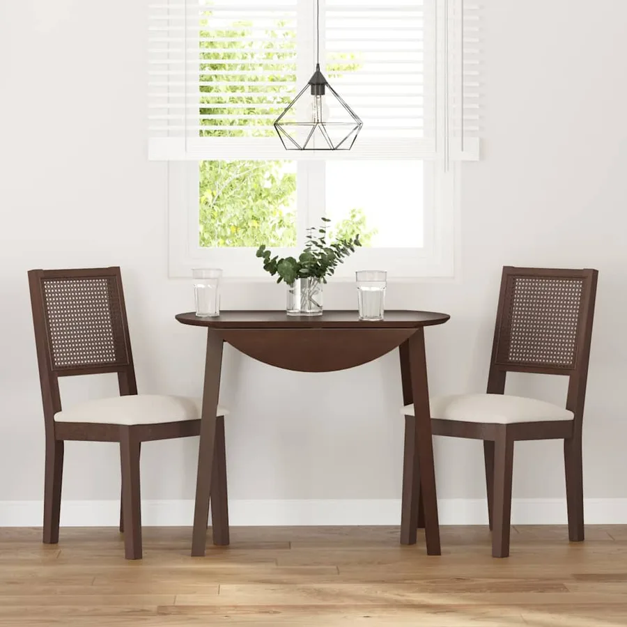 Chaises à manger coussins 2 pcs marron bois massif caoutchouc - 3