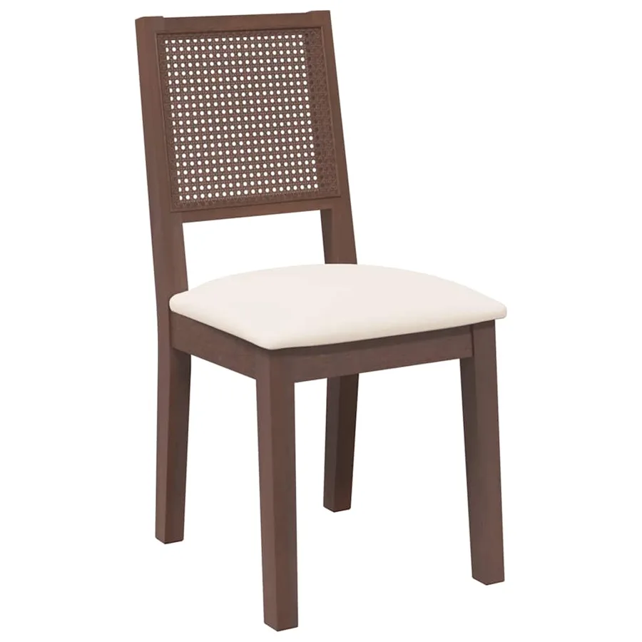 Chaises à manger coussins 2 pcs marron bois massif caoutchouc - 4