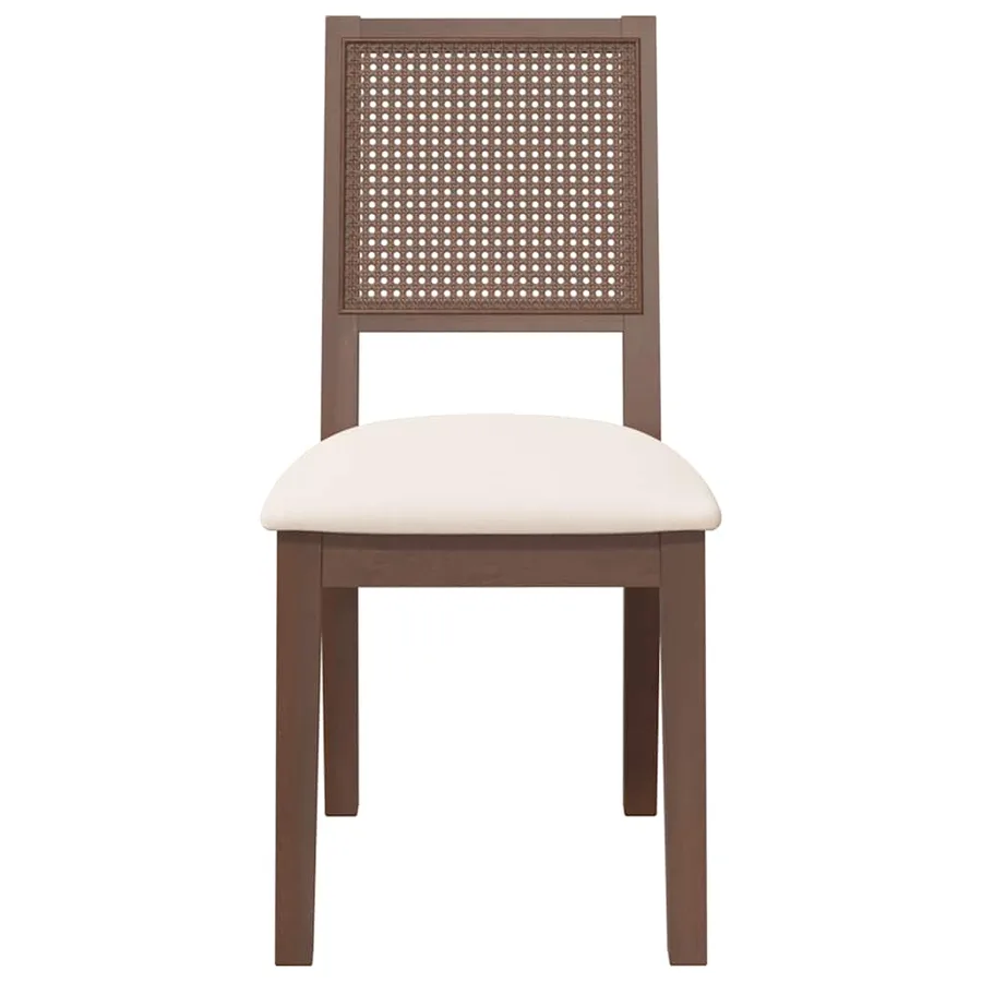 Chaises à manger coussins 2 pcs marron bois massif caoutchouc - 5
