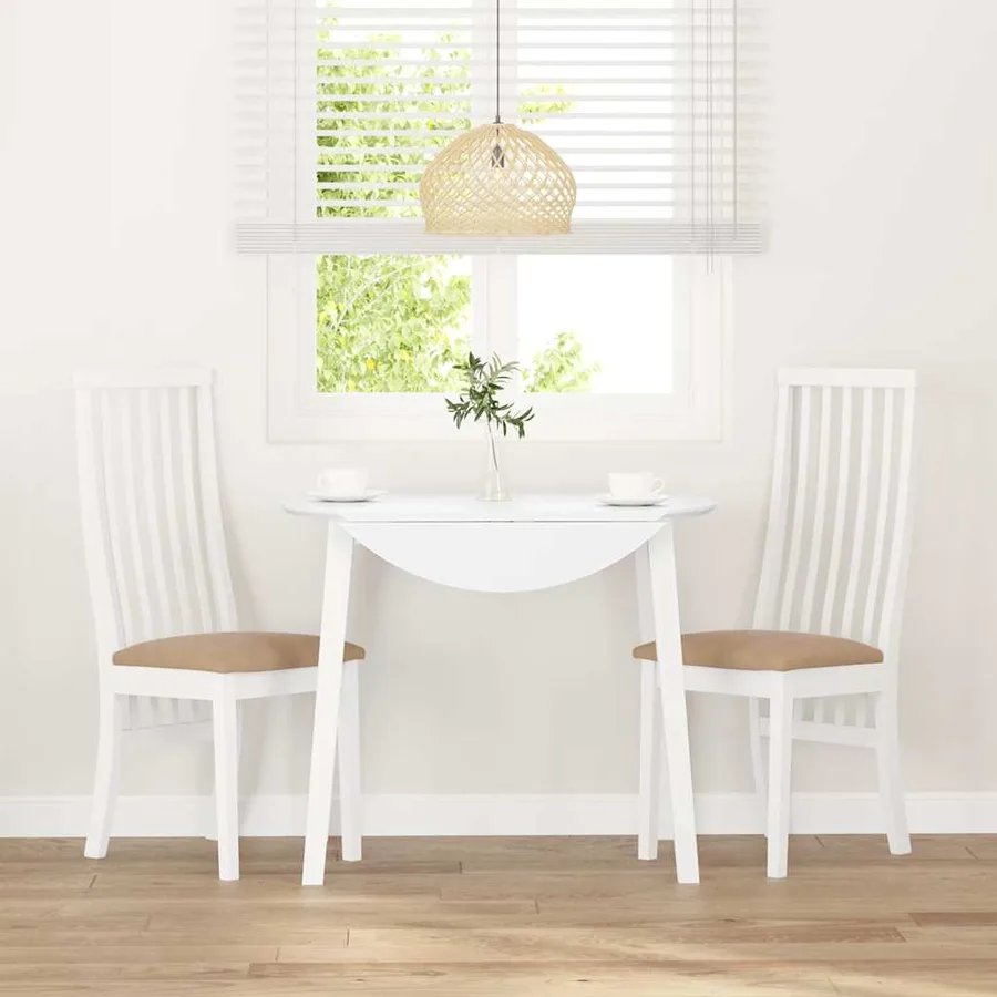 Chaises à manger coussins 2 pcs blanc bois massif caoutchouc - 3