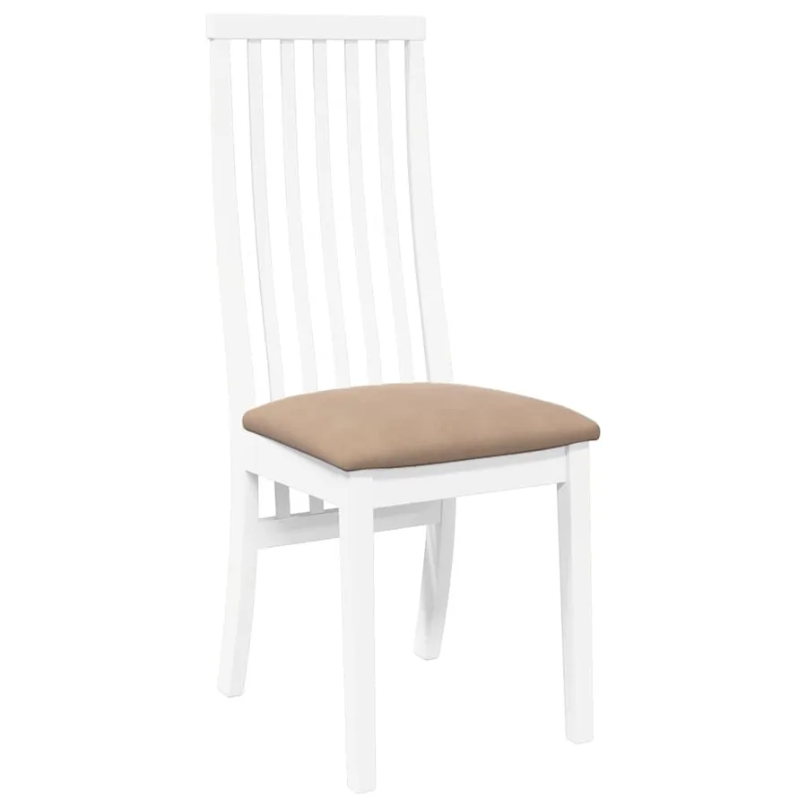 Chaises à manger coussins 2 pcs blanc bois massif caoutchouc - 4