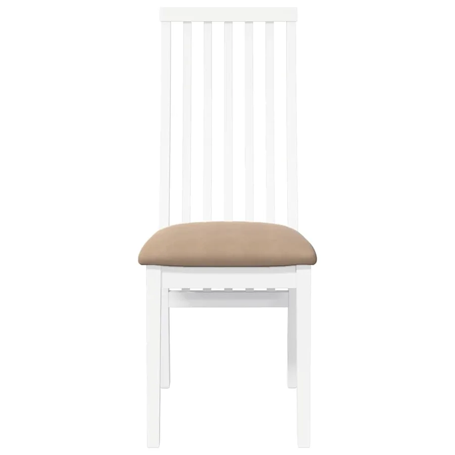 Chaises à manger coussins 2 pcs blanc bois massif caoutchouc - 5