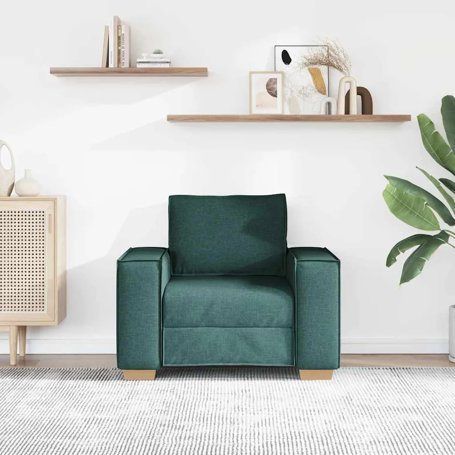 Canapé Fauteuil Vert Foncé 100x78x84 cm Tissu - 3