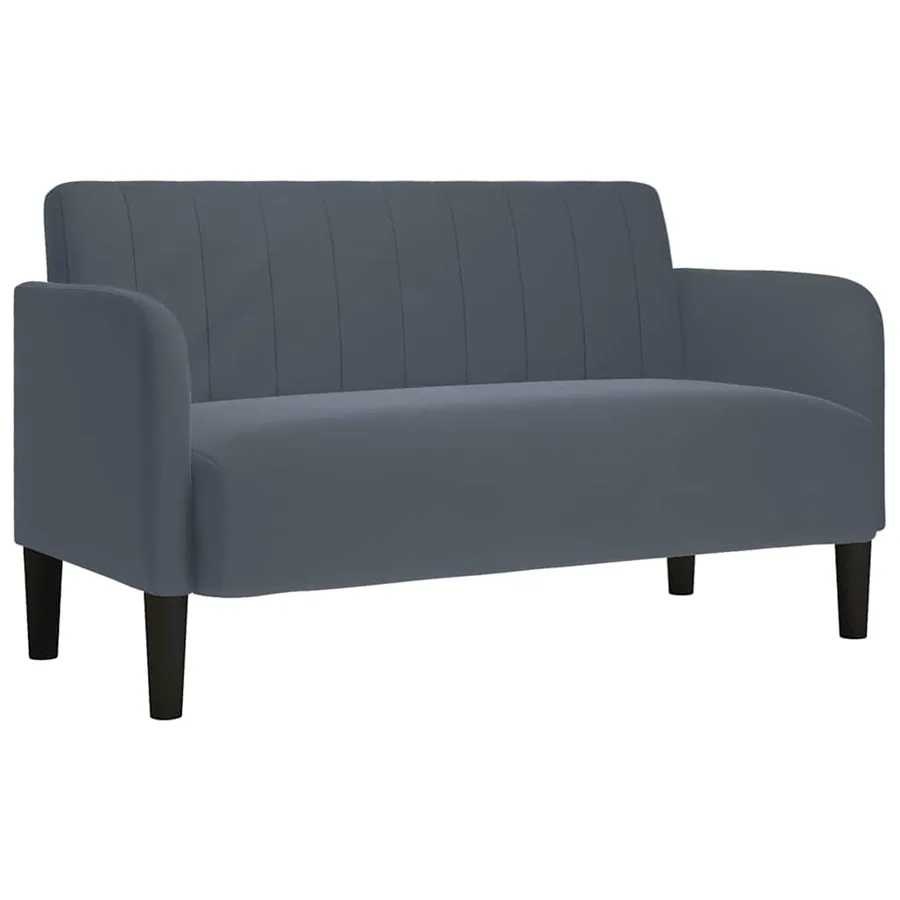 Canapé causeuse gris foncé 109 cm velours - 2