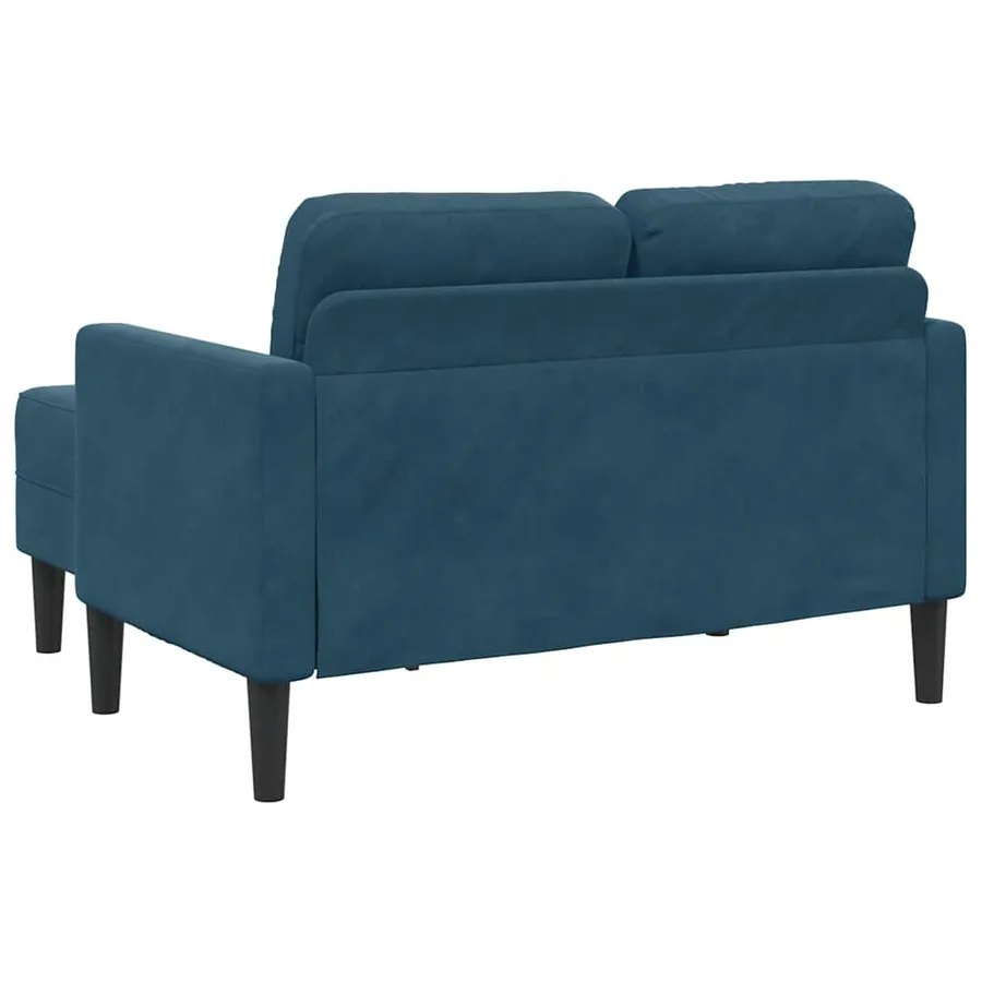 Canapé 2 places avec méridienne en L bleu 125 cm velours - 6