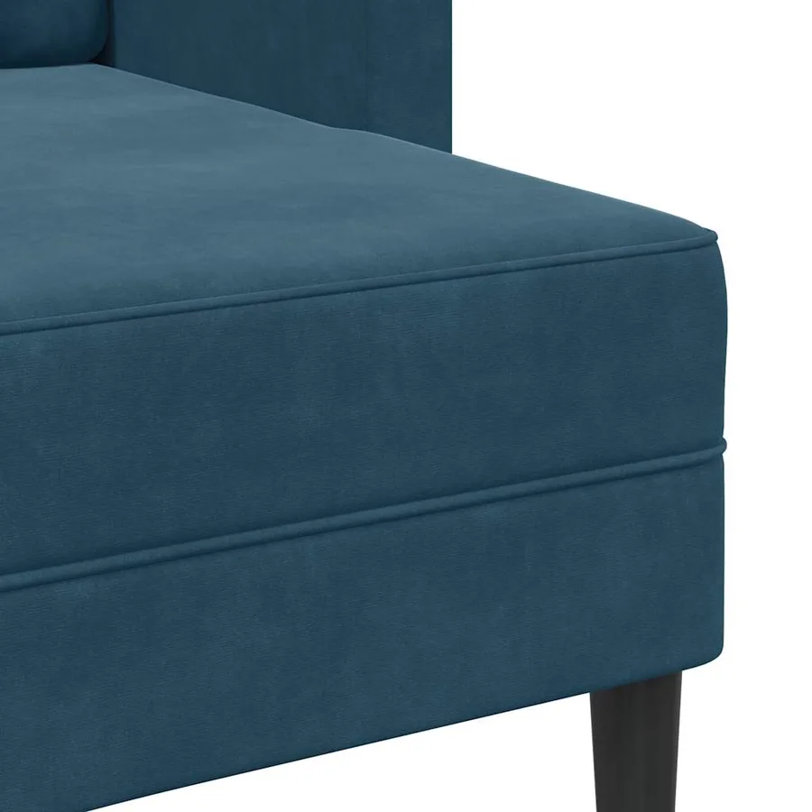 Canapé 2 places avec méridienne en L bleu 125 cm velours - 8