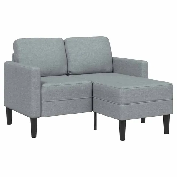 Canapé 2 places avec méridienne en L gris clair 125 cm tissu