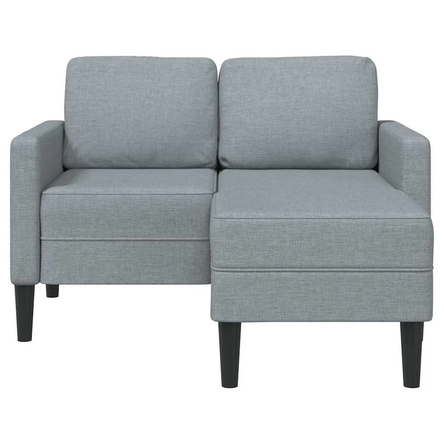 Canapé 2 places avec méridienne en L gris clair 125 cm tissu - 3